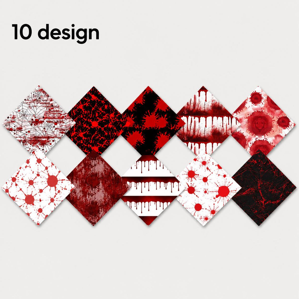 10pcs Charm Pack Set Blood Halloween Pattern Vintage Style Handmade DIY with Rich Color and Texture Elements 100% Polyester Patchwork in 10 Design Styles Suitable for Patchwork DIY Craft Projects DIY Wallet Making Gift Giving Bag Making Mother's Day Gift
