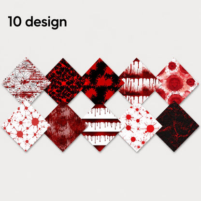 10pcs Charm Pack Set Blood Halloween Pattern Vintage Style Handmade DIY with Rich Color and Texture Elements 100% Polyester Patchwork in 10 Design Styles Suitable for Patchwork DIY Craft Projects DIY Wallet Making Gift Giving Bag Making Mother's Day Gift