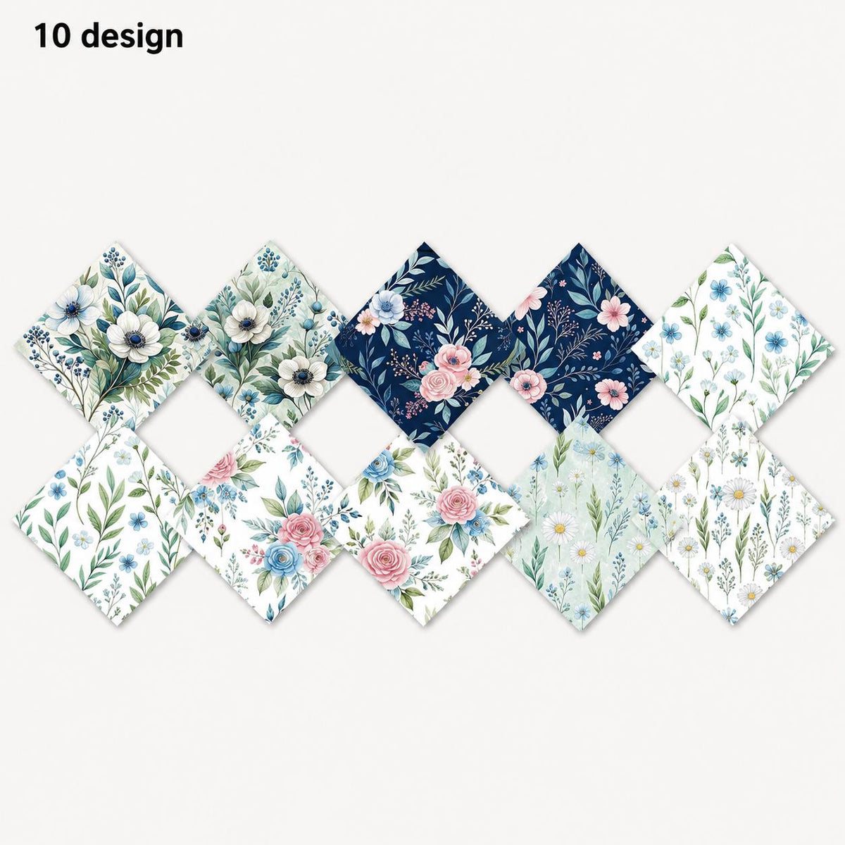 10Pc/Set Flower Series Fat Quarter Fabric, Pre-Cut Square Fabric Assort, Fabric Set, Craft Fabric, Handmade DIY Patchwork Fabric,Home Quilting Sewing Fabric, Packaging Fabric, Scrapbooking Craft Hobbyist