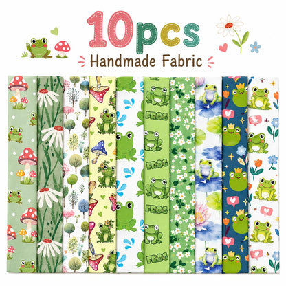 10Pc/Set, Making 10 Images 1pc Each, Each Size: 6.3*50cm Frog Animal Series Sliced Fabric Set Style Combination, Polyester Jelly Roll Fabric Strips, Pre-Cut Quilting Squares, For Quilting DIY, Handicrafts And Sewing, Blankets, Rugs, Interior Decoration, H