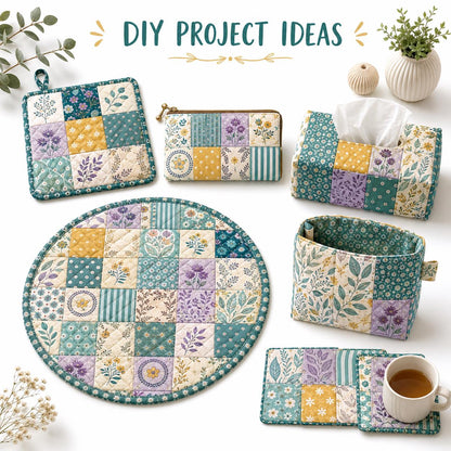 10pcs Charm Pack Set Floral Vintage Style Pattern Handmade DIY with Rich Color and Texture Elements 100% Polyester Patchwork in 10 Design Styles Suitable for Patchwork DIY Craft Projects DIY Wallet Making Gift Giving Bag Making Mother's Day Gift