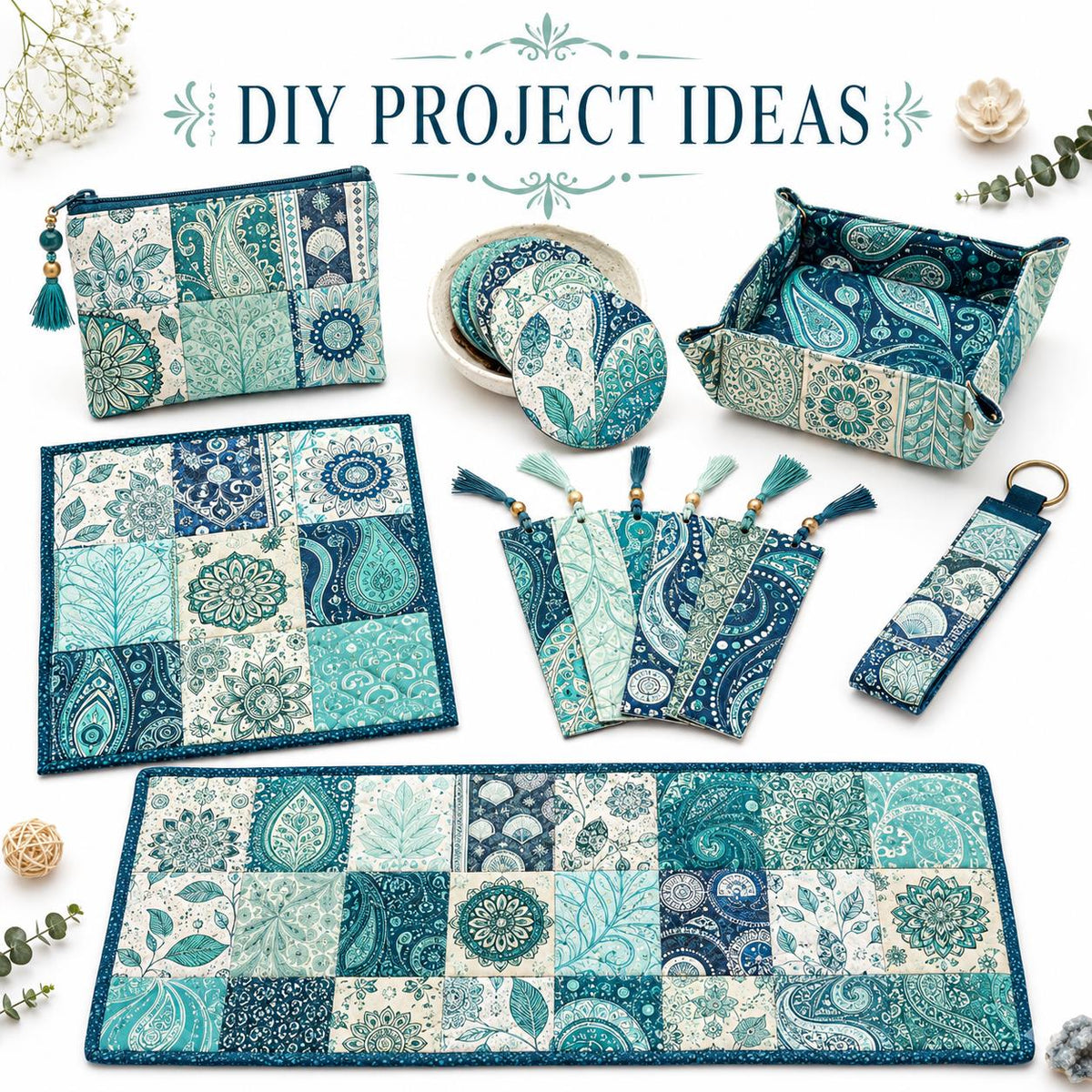 10pcs Charm Pack Set Geometric Cashew Pattern Vintage Style Pattern Handmade DIY with Rich Color and Texture Elements 100% Polyester Patchwork in 10 Design Styles Suitable for Patchwork DIY Craft Projects DIY Wallet Making Gift Giving Bag Making Mother's
