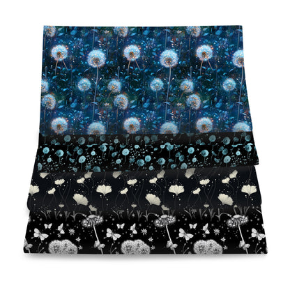 4Pc/set 7.87x7.87inch(20x20cm) Dandelion series Precut Quilting Fabric Fat Quarter Fabric Bundle, Polyester Quilting Squares for Patchwork, DIY Crafts Projects, DIY Wallet Making