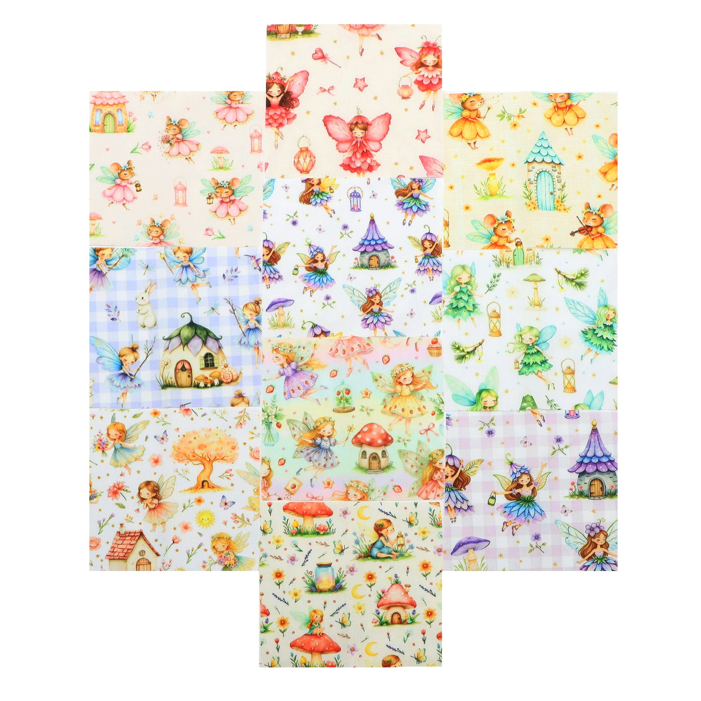 10pcs Charm Pack Set Rabbit Bird Vintage Style Pattern Handmade DIY with Rich Color and Texture Elements 100% Polyester Patchwork in 10 Design Styles Suitable for Patchwork DIY Craft Projects DIY Wallet Making Gift Giving Bag Making Mother's Day Gift