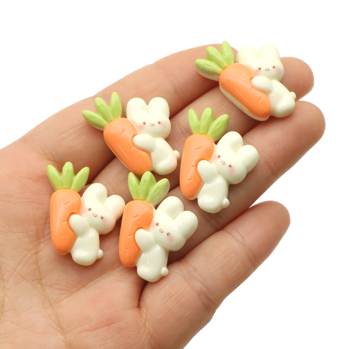 10Pcs Miniature Resin Rabbit Bunny Carrot Shaped Acrylic Charms Beads,3D Flatback Resin Cabochons for DIY Jewelry Making, Earrings, Bracelets, Keychains & Crafts - Perfect for Phone Cases, Water Bottles & Hair Accessories,Easter Decorations