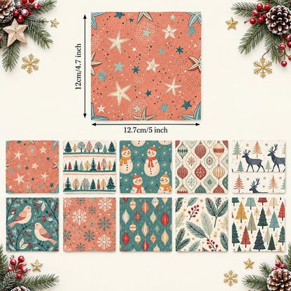 10Pc/Set Christmas Series Star Dot Stripe Bird Deer Tree Fat Quarter Fabric, Pre-Cut Square Fabric Assort, Fabric Set, Craft Fabric, Handmade DIY Patchwork Fabric,Home Quilting Sewing Fabric, Packaging Fabric, Scrapbooking Craft Hobbyist