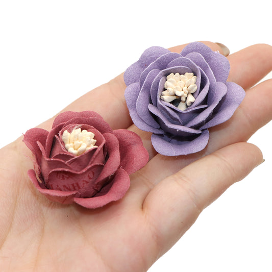 2Pcs Artificial Flowers,Fake Flowers Head Rose Artificial Silk Flower for DIY Card Making & Craft Decorations, Wedding Home Decoration,DIY Scrapbooking Party Birthday Decor