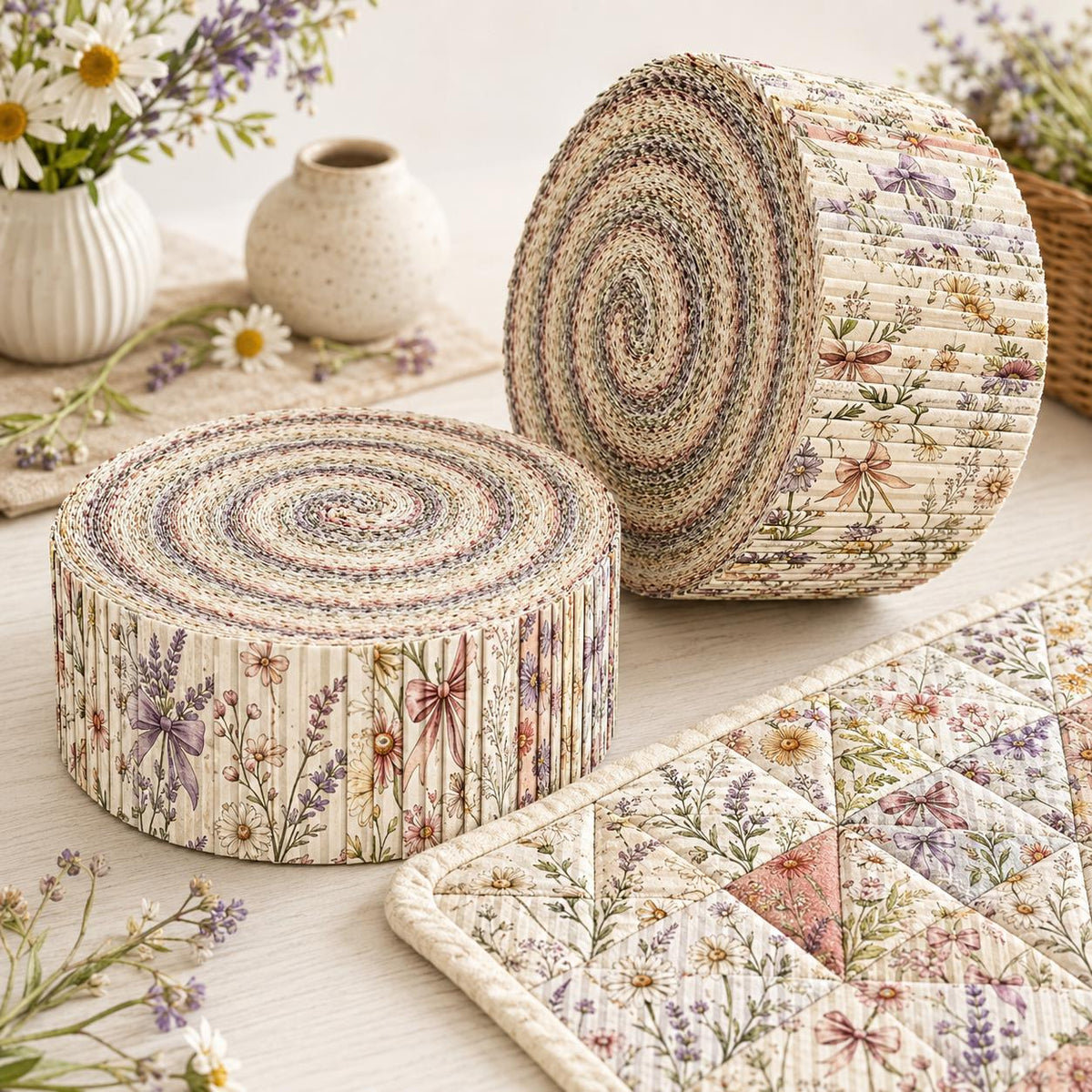 10pcs Vintage Floral Pattern Jelly Roll Fabric Strips 2.5X19.7inch Pre-Cut 100% Polyester For Patchwork Quilts, Table Runners, Placemats, Tote Bags, Storage Pouches, Makeup Bags, Coasters, Quilt Blocks & Binding