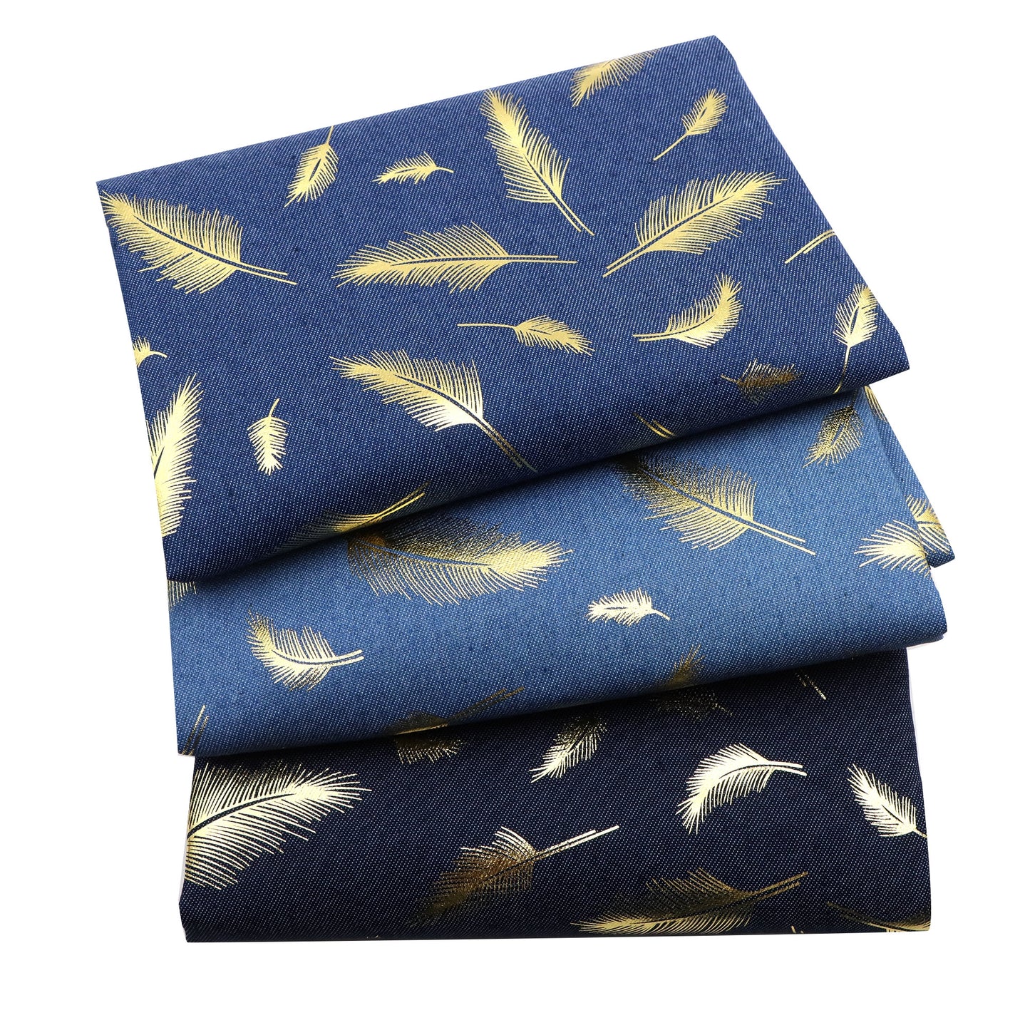 1Pc feather Golden Hot Stamping Pre-Washed Denim Fabric - 59x19.68inch(150x50cm)  DIY Crafts Projects, DIY Wallet Making