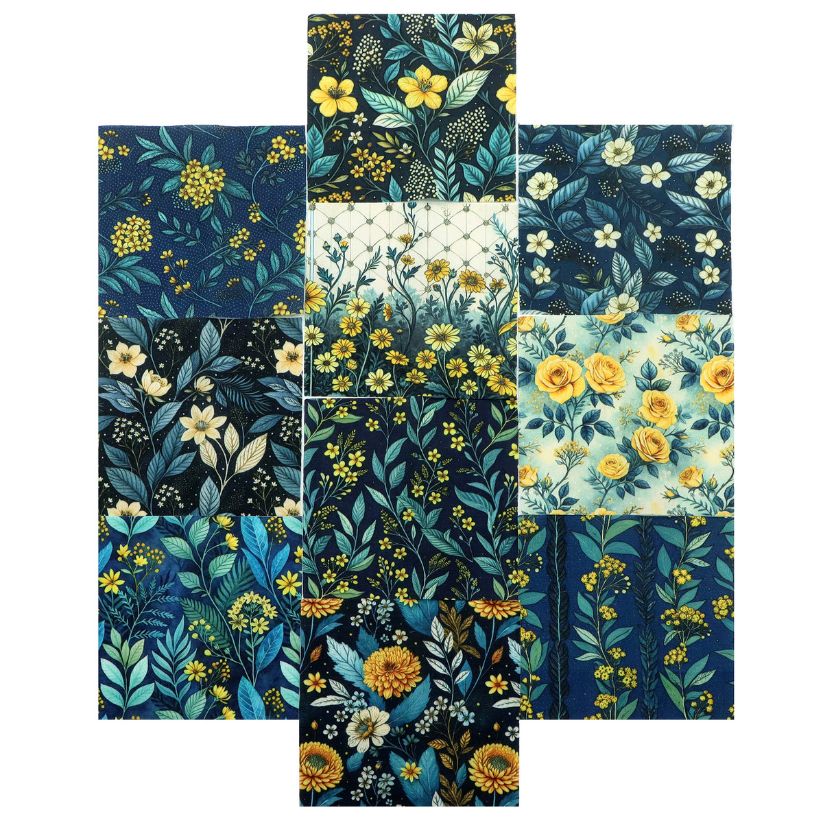 10Pc/Set Flower Series Fat Quarter Fabric, Pre-Cut Square Fabric Assort, Fabric Set, Craft Fabric, Handmade DIY Patchwork Fabric,Home Quilting Sewing Fabric, Packaging Fabric, Scrapbooking Craft Hobbyist