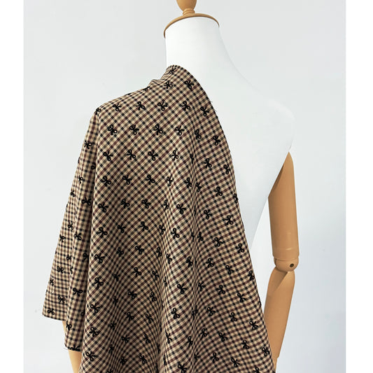 1Pc Grid Bow Flocking Fabric  - 57.08x19.68inch(145x50cm) Soft & Durfor DIY Crafts, Handmade Wallets & Pouches | Chic Pattern, High-Quality Material, Fashion-Forward Versatile Crafting Textile