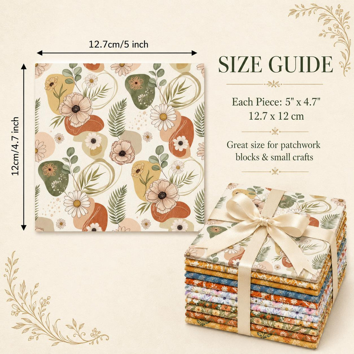 10pcs Charm Pack Set PaInt Splatter Floral Pattern 100% Polyester Patchwork in 10 Design Styles, Ready-To-Sew Without Cutting, Suitable For Patchwork Wallet Making Gift Giving Tote Bags Coasters DIY Craft Projects