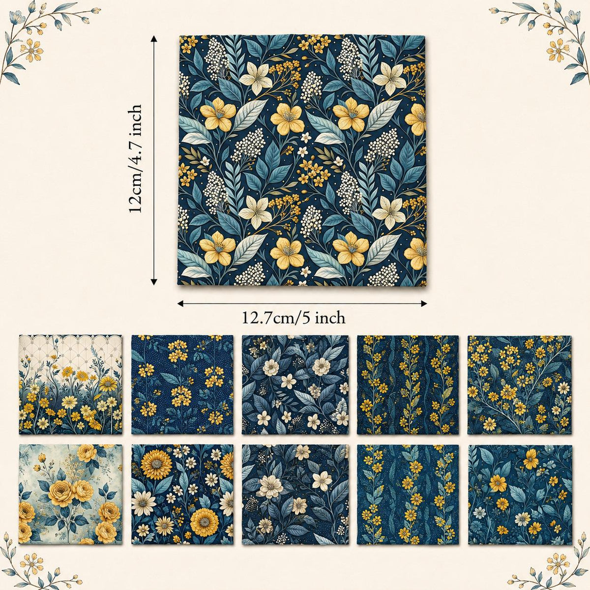 10Pc/Set Flower Series Fat Quarter Fabric, Pre-Cut Square Fabric Assort, Fabric Set, Craft Fabric, Handmade DIY Patchwork Fabric,Home Quilting Sewing Fabric, Packaging Fabric, Scrapbooking Craft Hobbyist