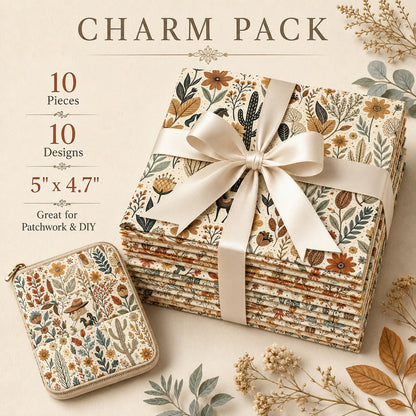 10pcs Charm Pack Set Pink Flower Pattern Vintage Style Pattern Handmade DIY with Rich Color and Texture Elements 100% Polyester Patchwork in 10 Design Styles Suitable for Patchwork DIY Craft Projects DIY Wallet Making Gift Giving Bag Making Mother's Day G