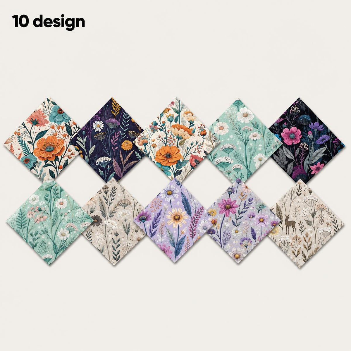 10pcs Charm Pack Set Floral Pattern Vintage Style Handmade DIY with Rich Color and Texture Elements 100% Polyester Patchwork in 10 Design Styles Suitable for Patchwork DIY Craft Projects DIY Wallet Making Gift Giving Bag Making Mother's Day Gift
