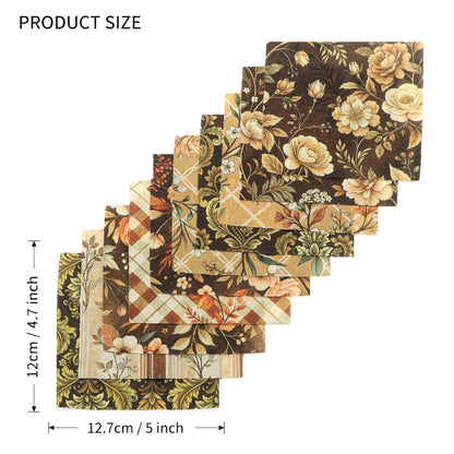 10pcs Charm Pack Set Floral Autumn Pattern Vintage Style Pattern Handmade DIY with Rich Color and Texture Elements 100% Polyester Patchwork in 10 Design Styles Suitable for Patchwork DIY Craft Projects DIY Wallet Making Gift Giving Bag Making