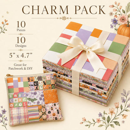 10pcs Charm Pack Set Bat Pumpkin Halloween Pattern Vintage Style Handmade DIY with Rich Color and Texture Elements 100% Polyester Patchwork in 10 Design Styles Suitable for Patchwork DIY Craft Projects DIY Wallet Making Gift Giving Bag Making Mother's Day