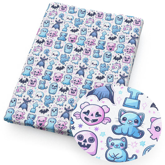 halloween skull ghost skeleton bones fabric