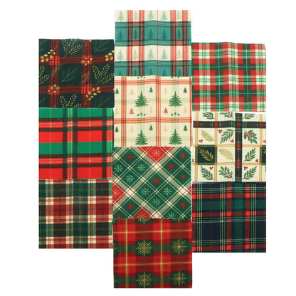 10Pc/Set Christmas Series Plaid Tree Rhombus Fat Quarter Fabric, Pre-Cut Square Fabric Assort, Fabric Set, Craft Fabric, Handmade DIY Patchwork Fabric,Home Quilting Sewing Fabric, Packaging Fabric, Scrapbooking Craft Hobbyist
