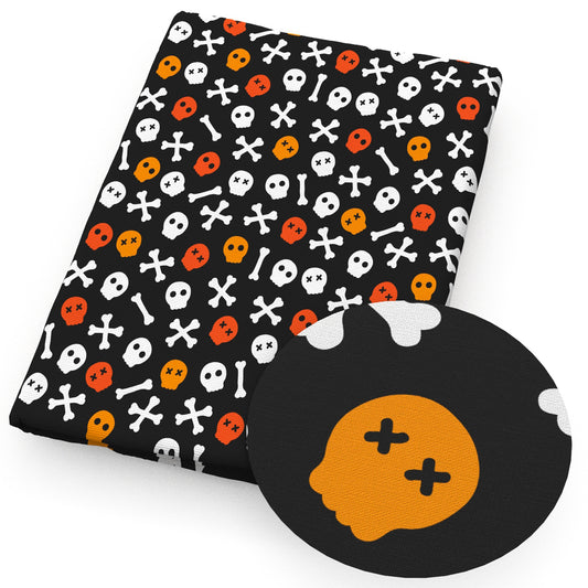 halloween skull ghost skeleton bones fabric