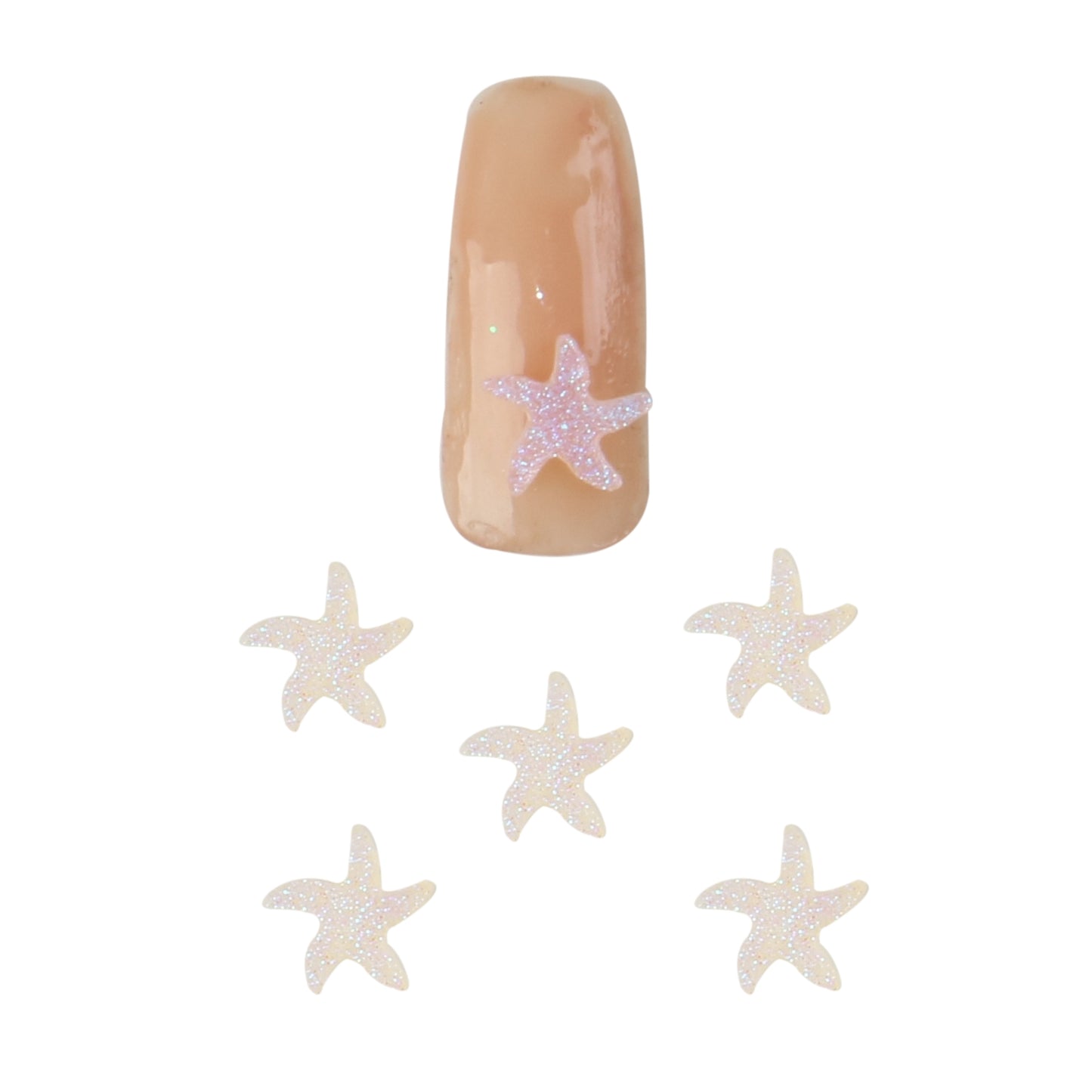 20pcs Glitter Starfish Nail Charms - Transparent Acrylic Beads, Flatback Skeleton Cabochons for DIY Nail Art & Craft Decorations