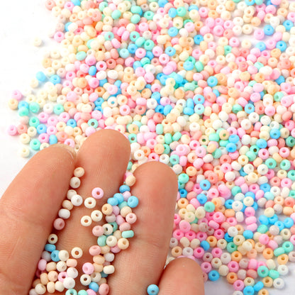 10g/pack 3mm Vibrant Colorful Miyuki Seed Beads Frosted Plain Solid Color Loose Spacer Acrylic Beads with Hole for Jewelry Making DIY Bracelet Necklace Chain Earrings Charm Bangle Decors Craft Accessorie