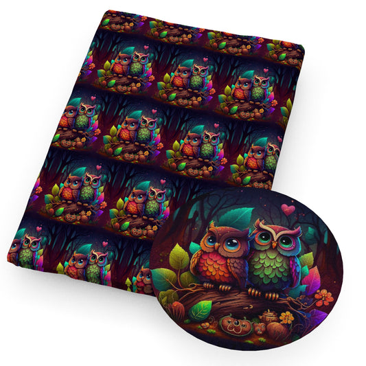 owl leaf leaves tree heart love fabric