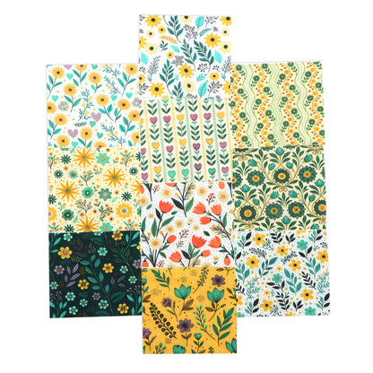 10pcs Charm Pack Set Floral Bird Vintage Style Pattern Handmade DIY with Rich Color and Texture Elements 100% Polyester Patchwork in 10 Design Styles Suitable for Patchwork DIY Craft Projects DIY Wallet Making Gift Giving Bag Making Mother's Day Gift