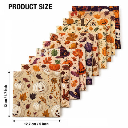 10Pc/Set Halloween Autumn Series Owl Skull Pumpkin Cake Candy Bat Fat Quarter Fabric, Pre-Cut Square Fabric Assort, Fabric Set, Craft Fabric, Handmade DIY Patchwork Fabric,Home Quilting Sewing Fabric, Packaging Fabric, Scrapbooking Craft Hobbyist