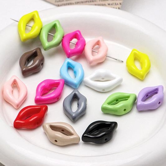 5Pcs Acrylic Plated Colorful Lip Shaped Beads, DIY Handmade Necklace Bracelet Jewelry Making Beaded Decors Craft Accessories
