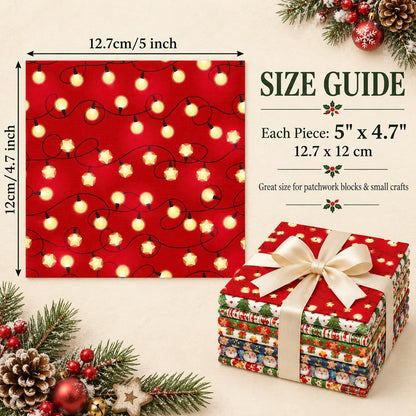 10Pc/Set Christmas Series Star Plaid Deer Santa Claus Crutch Fat Quarter Fabric, Pre-Cut Square Fabric Assort, Fabric Set, Craft Fabric, Handmade DIY Patchwork Fabric,Home Quilting Sewing Fabric, Packaging Fabric, Scrapbooking Craft Hobbyist