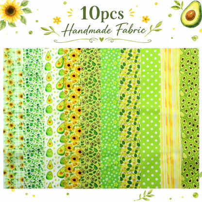 10pcs Vintage Avocado Floral Jelly Roll Fabric Strips 2.5X19.7inch Pre-Cut 100% Polyester For Patchwork Quilts, Table Runners, Placemats, Tote Bags, Storage Pouches, Makeup Bags, Coasters, Quilt Blocks & Binding Birthday Gift For Mom