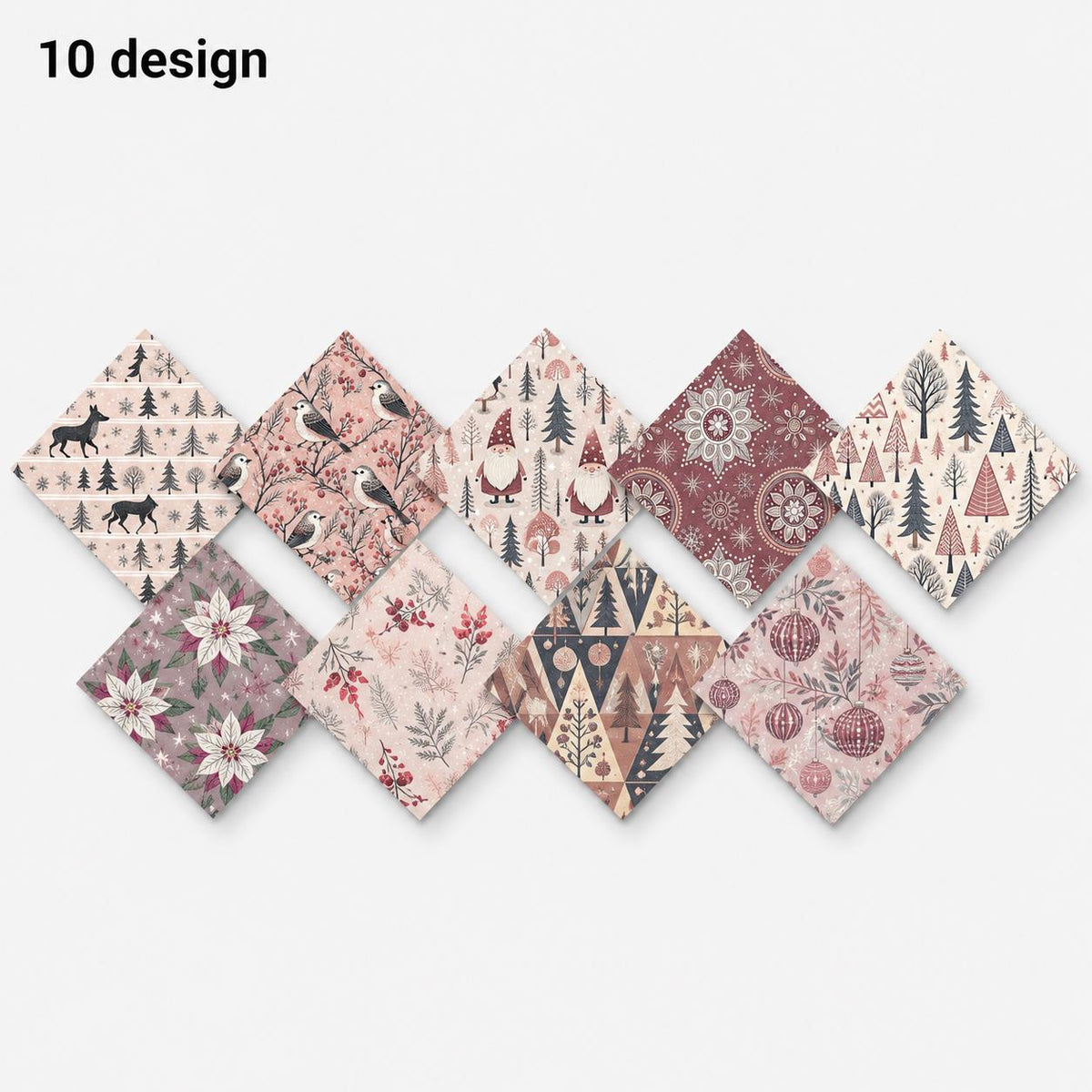 10Pc/Set Christmas Series Deer Christmas Tree Santa Claus Flower Fat Quarter Fabric, Pre-Cut Square Fabric Assort, Fabric Set, Craft Fabric, Handmade DIY Patchwork Fabric,Home Quilting Sewing Fabric, Packaging Fabric, Scrapbooking Craft Hobbyist