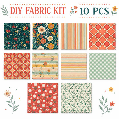 10pcs Charm Pack Set Floral Plaid Pattern Vintage Style Handmade DIY with Rich Color and Texture Elements 100% Polyester Patchwork in 10 Design Styles Suitable for Patchwork DIY Craft Projects DIY Wallet Making Gift Giving Bag Making Mother's Day Gift