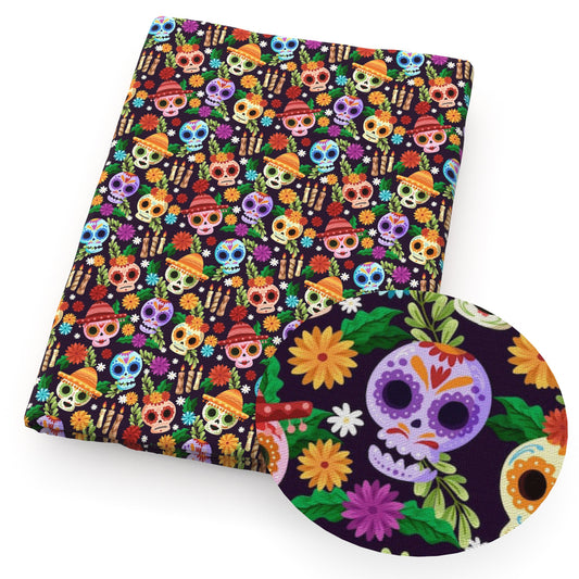 skull ghost skeleton bones flowerfloral candles leaf leaves tree halloween fabric