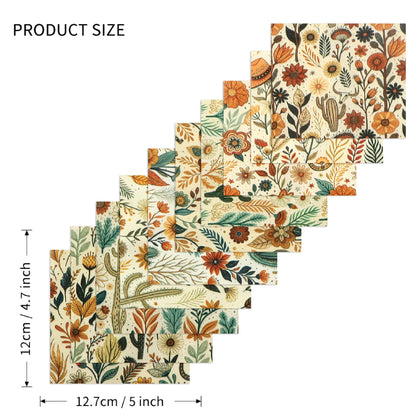 10pcs Charm Pack Set Pink Flower Pattern Vintage Style Pattern Handmade DIY with Rich Color and Texture Elements 100% Polyester Patchwork in 10 Design Styles Suitable for Patchwork DIY Craft Projects DIY Wallet Making Gift Giving Bag Making Mother's Day G