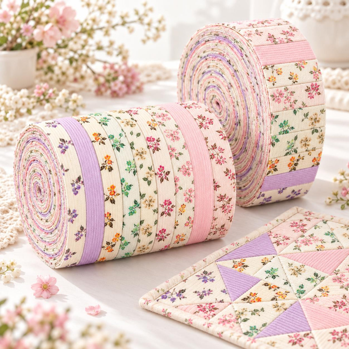 10pcs Vintage Floral Corduroy Fabric Jelly Roll Fabric Strips 2.5X19.7inch Pre-cut 100% Polyester for Patchwork Quilts, Table Runners, Placemats, Tote Bags, Storage Pouches, Makeup Bags, Coasters, Quilt Blocks & Binding Multi-color