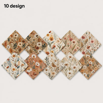 10Pc/Set Flower Series Fat Quarter Fabric, Pre-Cut Square Fabric Assort, Fabric Set, Craft Fabric, Handmade DIY Patchwork Fabric,Home Quilting Sewing Fabric, Packaging Fabric, Scrapbooking Craft Hobbyist