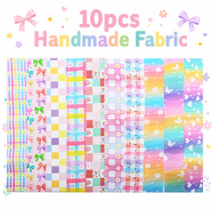10Pc/Set, Making 10 Images 1pc Each, Each Size: 6.3*50cm Plaid Grid Floral Pink Series Sliced Fabric Set Style Combination, Polyester Jelly Roll Fabric Strips, Pre-Cut Quilting Squares, For Quilting DIY, Handicrafts And Sewing, Blankets, Rugs