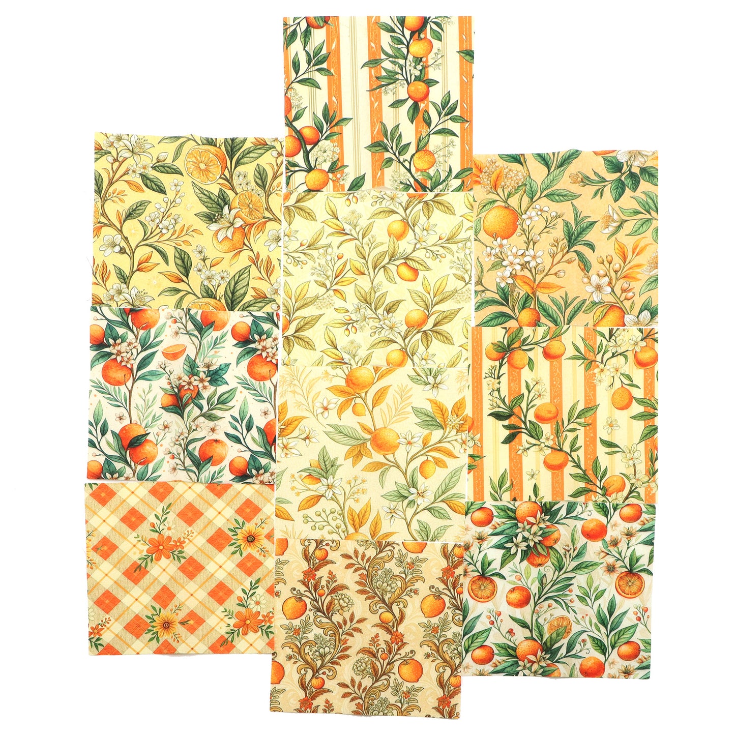 10Pc/Set Fruit Orange Series Flower Fat Quarter Fabric, Pre-Cut Square Fabric Assort, Fabric Set, Craft Fabric, Handmade DIY Patchwork Fabric,Home Quilting Sewing Fabric, Packaging Fabric, Scrapbooking Craft Hobbyist
