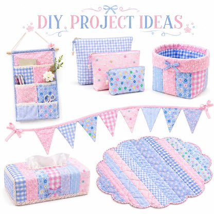 10Pc/Set, Making 10 Images 1pc Each, Each Size: 6.3*50cm Plaid Floral Series Sliced Fabric Set Style Combination, Polyester Jelly Roll Fabric Strips, Pre-Cut Quilting Squares, For Quilting DIY, Handicrafts And Sewing, Blankets, Rugs, Interior Decoration,