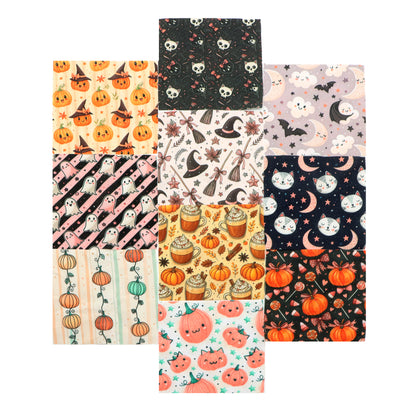 10Pc/Set Halloween Series Flower Pumpkin Skull Star Fat Quarter Fabric, Pre-Cut Square Fabric Assort, Fabric Set, Craft Fabric, Handmade DIY Patchwork Fabric,Home Quilting Sewing Fabric, Packaging Fabric, Scrapbooking Craft Hobbyist