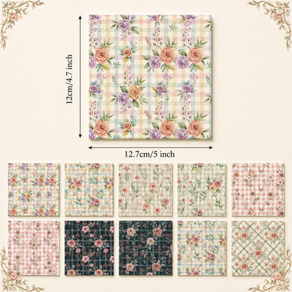 10Pc/Set Flower Plaid Series Daisy Mushroom Fat Quarter Fabric, Pre-Cut Square Fabric Assort, Fabric Set, Craft Fabric, Handmade DIY Patchwork Fabric,Home Quilting Sewing Fabric, Packaging Fabric, Scrapbooking Craft Hobbyist