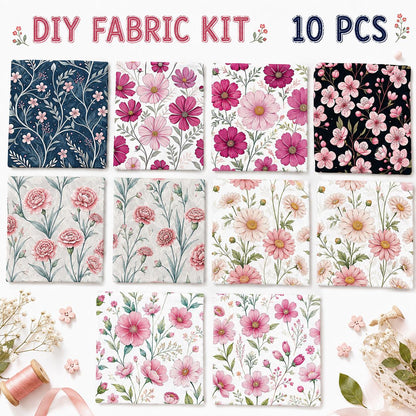 10Pc/Set Flower Series Fat Quarter Fabric, Pre-Cut Square Fabric Assort, Fabric Set, Craft Fabric, Handmade DIY Patchwork Fabric,Home Quilting Sewing Fabric, Packaging Fabric, Scrapbooking Craft Hobbyist
