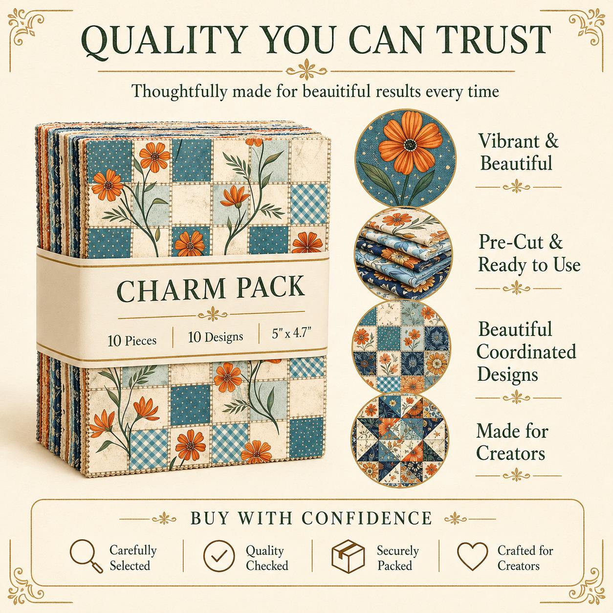 10Pc/Set Flower Plaid Daisy Blue Series Fat Quarter Fabric, Pre-Cut Square Fabric Assort, Fabric Set, Craft Fabric, Handmade DIY Patchwork Fabric,Home Quilting Sewing Fabric, Packaging Fabric, Scrapbooking Craft Hobbyist