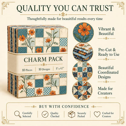 10Pc/Set Flower Plaid Daisy Blue Series Fat Quarter Fabric, Pre-Cut Square Fabric Assort, Fabric Set, Craft Fabric, Handmade DIY Patchwork Fabric,Home Quilting Sewing Fabric, Packaging Fabric, Scrapbooking Craft Hobbyist