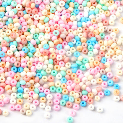 10g/pack 3mm Vibrant Colorful Miyuki Seed Beads Frosted Plain Solid Color Loose Spacer Acrylic Beads with Hole for Jewelry Making DIY Bracelet Necklace Chain Earrings Charm Bangle Decors Craft Accessorie