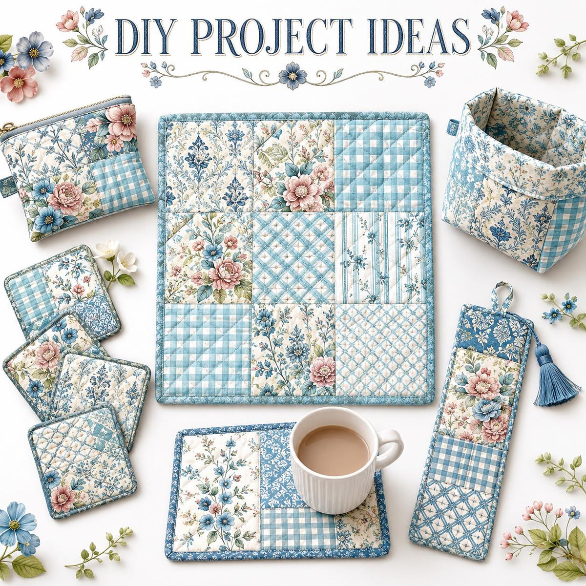 10pcs Charm Pack Set Floral Pattern Vintage Style Handmade DIY with Rich Color and Texture Elements 100% Polyester Patchwork in 10 Design Styles Suitable for Patchwork DIY Craft Projects DIY Wallet Making Gift Giving Bag Making Mother's Day Gift