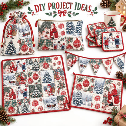 10Pc/Set Christmas Series Deer Tree Santa Claus Holly Gift Fat Quarter Fabric, Pre-Cut Square Fabric Assort, Fabric Set, Craft Fabric, Handmade DIY Patchwork Fabric,Home Quilting Sewing Fabric, Packaging Fabric, Scrapbooking Craft Hobbyist