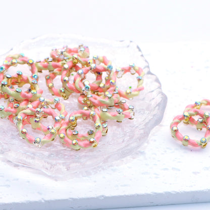 1Pc Rhinestones Hollow heart Beads, Colorful Translucent Large Heart Spacer Beads, DIY Craft Jewelry Making Accessories, For Valentine's Day